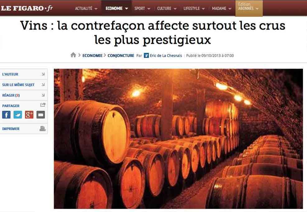 Contrefaçon des grands crus - Article du Figaro