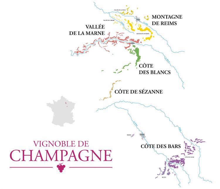 La carte du vignoble de Champagne. Vinoptimo